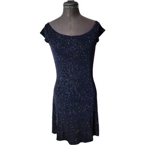 M Sparkle Y2K Gunne Sax Jessica McClintock Midnight Navy Prom Grad Dress